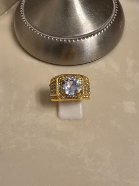 Men's Gold and CZ Statement Ring Size 10